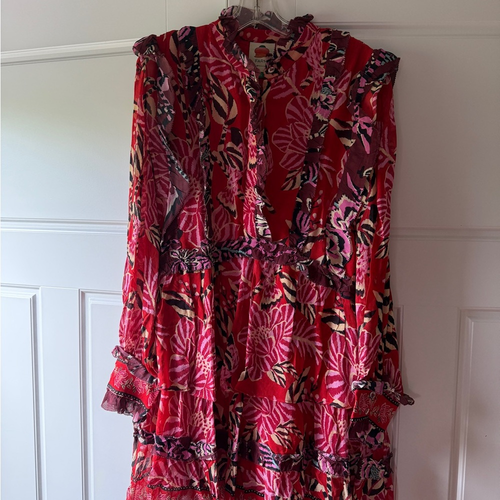 FARM Rio Red Ruffled Tiered Sundress - Picture 3 of 8